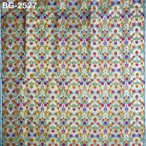 Turquoise Brocade Fabric by the Yard Historic Costume Indian Banarasi Wedding Dresses Material Knee Length Coat Sewing Upholstery Drapery
