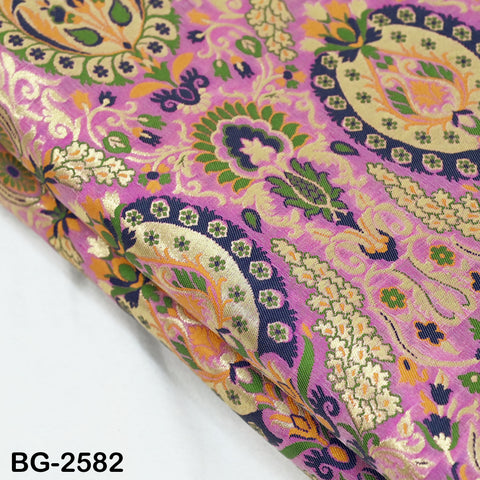 Lavender Pink Brocade Fabric by the Yard Historic Costume Indian Banarasi Wedding Dress Material Knee Length Coat Sewing Upholstery Drapery