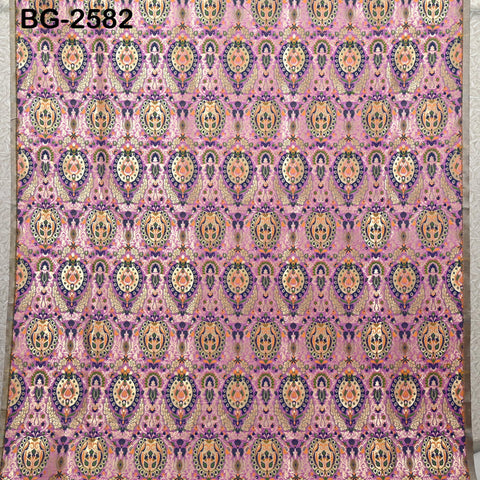 Lavender Pink Brocade Fabric by the Yard Historic Costume Indian Banarasi Wedding Dress Material Knee Length Coat Sewing Upholstery Drapery