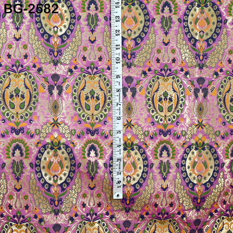 Lavender Pink Brocade Fabric by the Yard Historic Costume Indian Banarasi Wedding Dress Material Knee Length Coat Sewing Upholstery Drapery