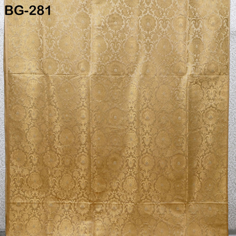 Brocade Fabric Beige Gold Banaras Brocade party wear Lehenga Skrit Fabric Banarasi Blended Silk Fabric Brocade Fabric by the Yard