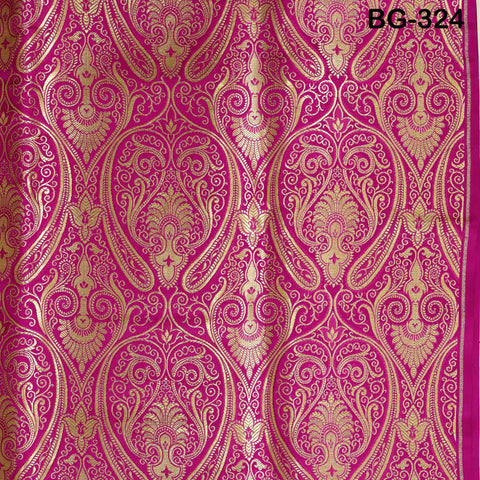 Magenta Brocade Fabric by the Yard Historic Costume Indian Banarasi Wedding Dress Material Banaras Knee Length Coat Sew Upholstery Drapery