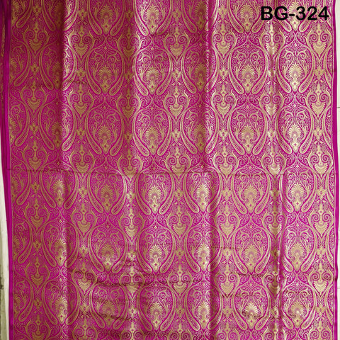 Magenta Brocade Fabric by the Yard Historic Costume Indian Banarasi Wedding Dress Material Banaras Knee Length Coat Sew Upholstery Drapery