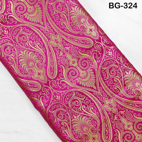 Magenta Brocade Fabric by the Yard Historic Costume Indian Banarasi Wedding Dress Material Banaras Knee Length Coat Sew Upholstery Drapery