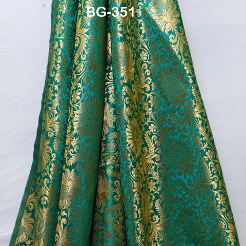 Brocade Fabric Sea Green Gold Weaving Banarasi Brocade Fabric party wear Wedding Dress Fabric Brocade fabric by the Yard