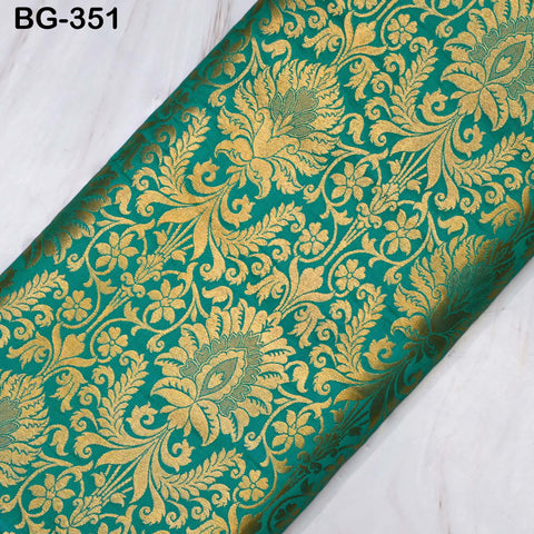 Brocade Fabric Sea Green Gold Weaving Banarasi Brocade Fabric party wear Wedding Dress Fabric Brocade fabric by the Yard