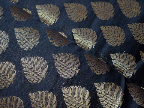 Banarasi Black Brocade by the yard Wedding Dress Blended Silk home furnishing Ethnic wear clothing accessories