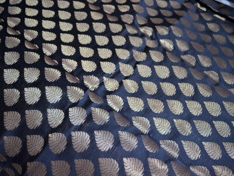 Banarasi Black Brocade by the yard Wedding Dress Blended Silk home furnishing Ethnic wear clothing accessories