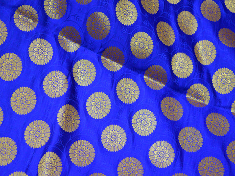 Indian silk wholesale fabric blended royal blue brocade by the yard headband material banarasi jacket fabric midi dress brocade golden mandala design fabric trousers making brocade online home decoration fabric