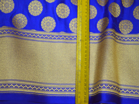 Indian silk wholesale fabric blended royal blue brocade by the yard headband material banarasi jacket fabric midi dress brocade golden mandala design fabric trousers making brocade online home decoration fabric