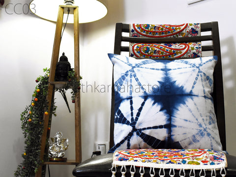 Handcrafted Tie Dye Cushion Cover 16"x16" Shibori Handmade Cushion Covers Indian Decorative Boho Home Decor Pillow Cover Housewarming Gift