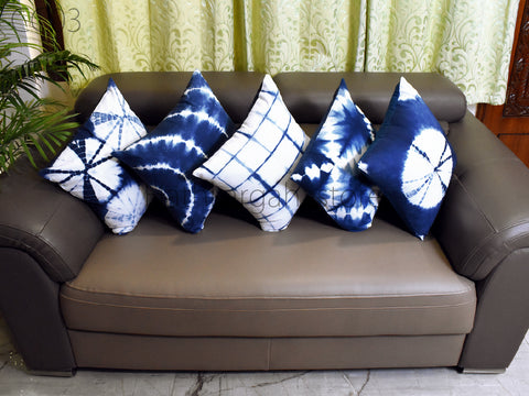 Handcrafted Tie Dye Cushion Cover 16"x16" Shibori Handmade Cushion Covers Indian Decorative Boho Home Decor Pillow Cover Housewarming Gift