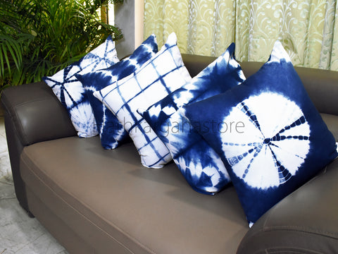 Handcrafted Tie Dye Cushion Cover 16"x16" Shibori Handmade Cushion Covers Indian Decorative Boho Home Decor Pillow Cover Housewarming Gift