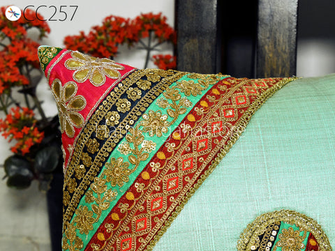 2 Pc Bohemian Cushion Cover with Table Runner Indian Hippie Cushion Throw Pillow Covers Colorful Decorative Patchwork Pillowcase Boho Décor