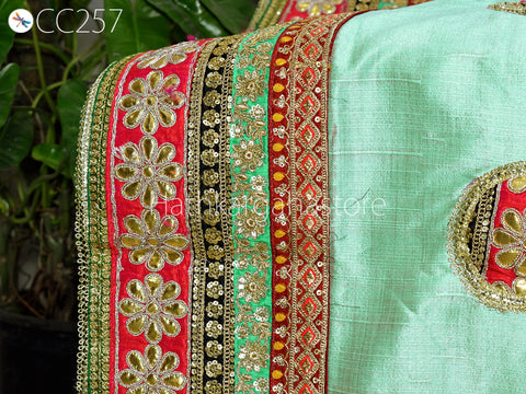 2 Pc Bohemian Cushion Cover with Table Runner Indian Hippie Cushion Throw Pillow Covers Colorful Decorative Patchwork Pillowcase Boho Décor