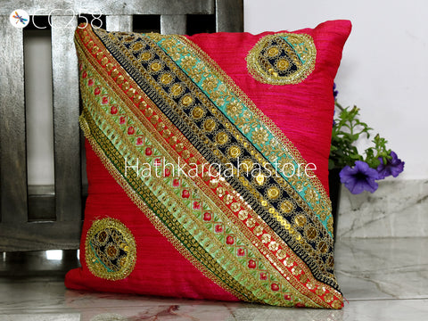 2 Pc Colorful Decorative Patchwork Pillowcase Bohemian Cushion Cover with Table Runner Indian Hippie Cushion Throw Pillow Covers  Boho Decor