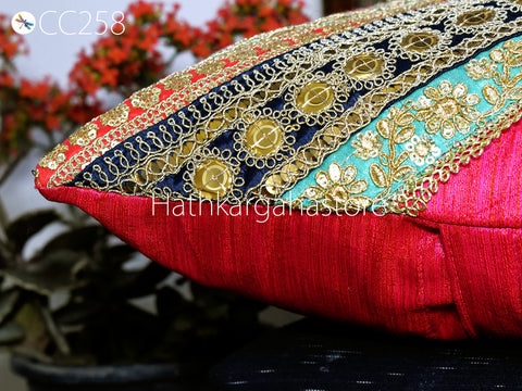 2 Pc Colorful Decorative Patchwork Pillowcase Bohemian Cushion Cover with Table Runner Indian Hippie Cushion Throw Pillow Covers  Boho Decor