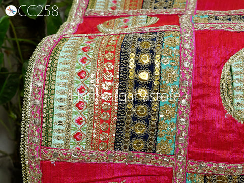 2 Pc Colorful Decorative Patchwork Pillowcase Bohemian Cushion Cover with Table Runner Indian Hippie Cushion Throw Pillow Covers  Boho Decor