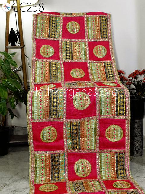 2 Pc Colorful Decorative Patchwork Pillowcase Bohemian Cushion Cover with Table Runner Indian Hippie Cushion Throw Pillow Covers  Boho Decor