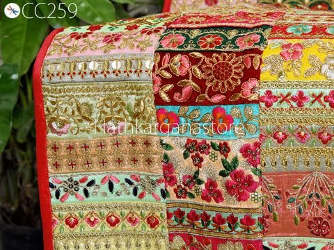 2 Pc Bohemian Pillowcase with Table Runner Indian Hippie Cushion Throw Cushion Covers Colorful Decorative Patchwork Pillowcase Boho Decor