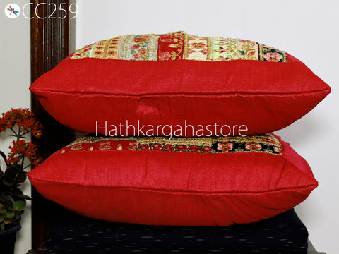 2 Pc Bohemian Pillowcase with Table Runner Indian Hippie Cushion Throw Cushion Covers Colorful Decorative Patchwork Pillowcase Boho Decor