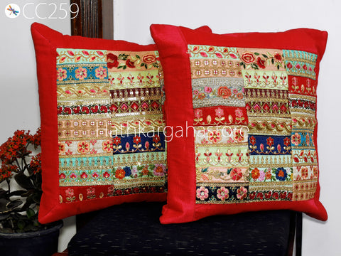 2 Pc Bohemian Pillowcase with Table Runner Indian Hippie Cushion Throw Cushion Covers Colorful Decorative Patchwork Pillowcase Boho Decor
