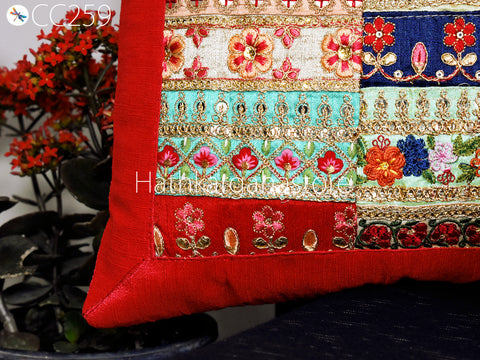 2 Pc Bohemian Pillowcase with Table Runner Indian Hippie Cushion Throw Cushion Covers Colorful Decorative Patchwork Pillowcase Boho Decor