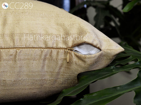 Beige Dupioni Silk Square Pillowcase | Cushion Cover Handmade | 100% Pure Silk Throw Pillow | Luxury Home decor | Gift Wedding House Warming