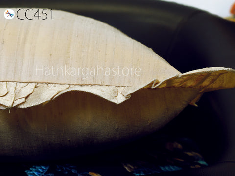 Beige Dupioni Frill Throw Pillow Pure Silk Square Pillowcase Euro Sham 26x26 Decorative Cushion Cover Home Decor House Warming Wedding Gift