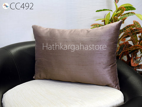 Cedar Brown Pure Silk Pillowcase, Handmade Lumbar, Rectangle Dupioni Silk Sham Pillow, Decorative Home Decor Gift Her, HouseWarming Wedding