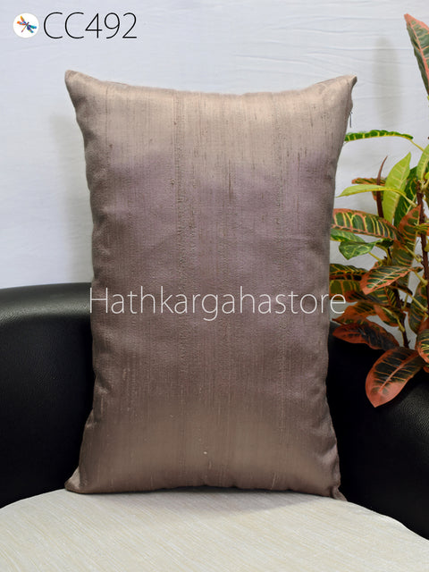 Cedar Brown Pure Silk Pillowcase, Handmade Lumbar, Rectangle Dupioni Silk Sham Pillow, Decorative Home Decor Gift Her, HouseWarming Wedding