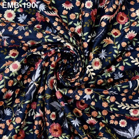 Indian Embroidered by the yard Fabric Sewing DIY Crafting Embroidery Wedding Dresses Fabric Costumes Dolls Bags Cushion Covers Table Runners