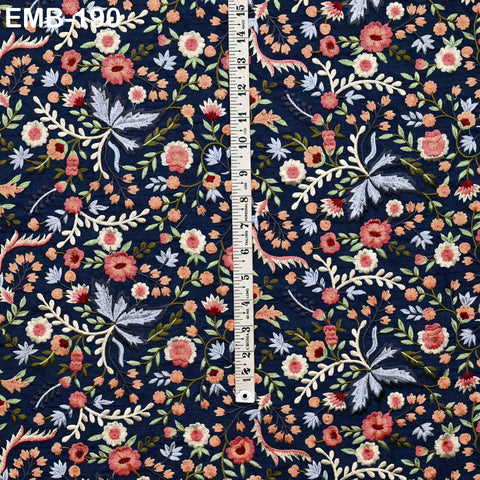 Indian Embroidered by the yard Fabric Sewing DIY Crafting Embroidery Wedding Dresses Fabric Costumes Dolls Bags Cushion Covers Table Runners