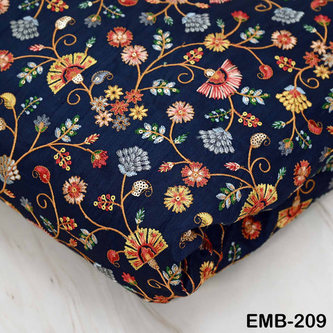 Indian Embroidered Fabric Sewing DIY Crafting Embroidery Wedding Dresses By The Yard Fabric Costumes Dolls Bags Cushion Covers Table Runners