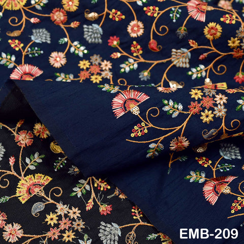 Indian Embroidered Fabric Sewing DIY Crafting Embroidery Wedding Dresses By The Yard Fabric Costumes Dolls Bags Cushion Covers Table Runners