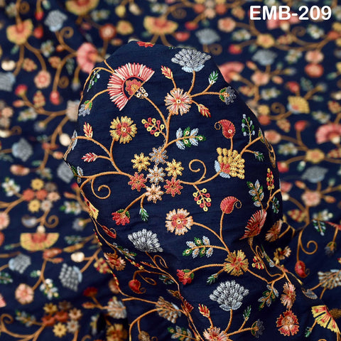 Indian Embroidered Fabric Sewing DIY Crafting Embroidery Wedding Dresses By The Yard Fabric Costumes Dolls Bags Cushion Covers Table Runners