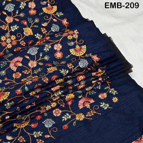 Indian Embroidered Fabric Sewing DIY Crafting Embroidery Wedding Dresses By The Yard Fabric Costumes Dolls Bags Cushion Covers Table Runners