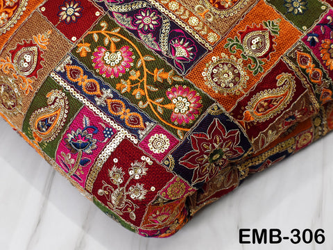 Tissu brodé indien marron de 137 cm de large vendu au mètre, en georgette, pour couture, rideaux, artisanat, robes d'été pour femmes, draperie, décoration intérieure