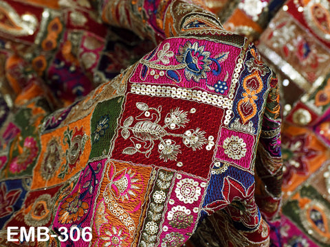 Tissu brodé indien marron de 137 cm de large vendu au mètre, en georgette, pour couture, rideaux, artisanat, robes d'été pour femmes, draperie, décoration intérieure
