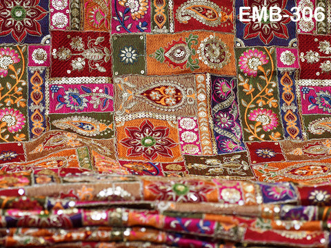 Tissu brodé indien marron de 137 cm de large vendu au mètre, en georgette, pour couture, rideaux, artisanat, robes d'été pour femmes, draperie, décoration intérieure