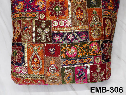 Tissu brodé indien marron de 137 cm de large vendu au mètre, en georgette, pour couture, rideaux, artisanat, robes d'été pour femmes, draperie, décoration intérieure