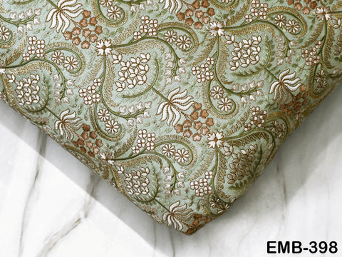 Indian Embroidered Fabric by the yard Sewing DIY Crafting Embroidery Wedding Dress Costumes Dolls Bags Cushion Covers Table Runners Blouses