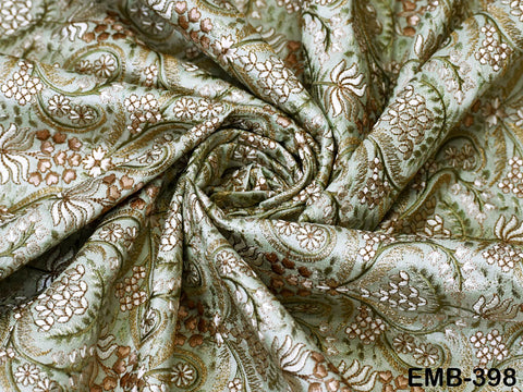 Indian Embroidered Fabric by the yard Sewing DIY Crafting Embroidery Wedding Dress Costumes Dolls Bags Cushion Covers Table Runners Blouses
