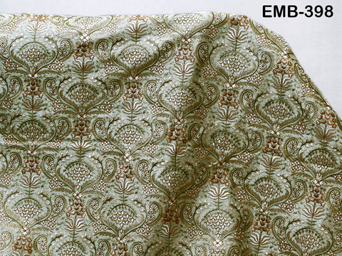 Indian Embroidered Fabric by the yard Sewing DIY Crafting Embroidery Wedding Dress Costumes Dolls Bags Cushion Covers Table Runners Blouses