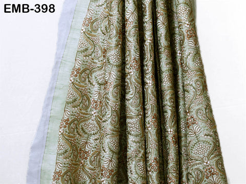 Indian Embroidered Fabric by the yard Sewing DIY Crafting Embroidery Wedding Dress Costumes Dolls Bags Cushion Covers Table Runners Blouses