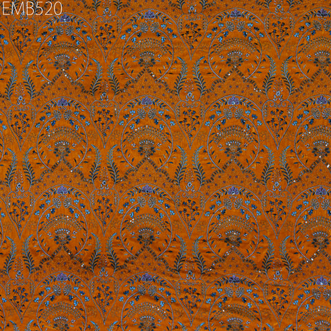 Wedding Dress Material Mustard Yellow Embroidered Velvet Fabric by the yard Sewing DIY Crafting Costumes Table Runner Quilting