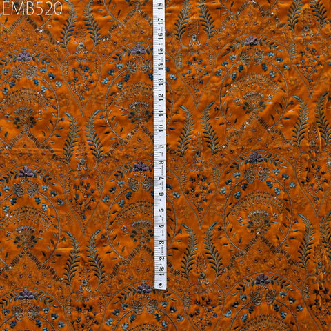 Wedding Dress Material Mustard Yellow Embroidered Velvet Fabric by the yard Sewing DIY Crafting Costumes Table Runner Quilting