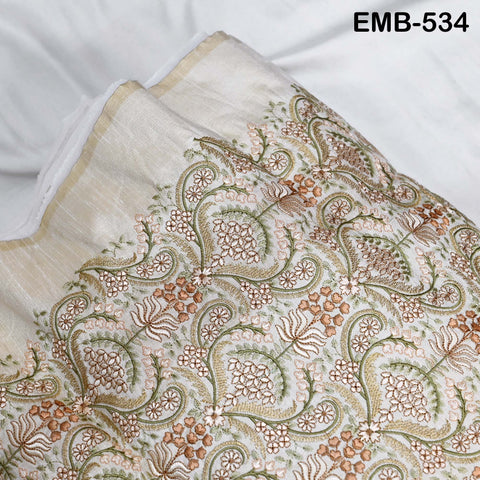 Indian Embroidered Fabric by the yard Sewing DIY Crafting Embroidery Wedding Dress Costumes Dolls Bags Cushion Covers Table Runners Blouses