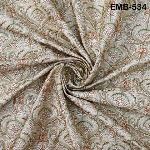 Indian Embroidered Fabric by the yard Sewing DIY Crafting Embroidery Wedding Dress Costumes Dolls Bags Cushion Covers Table Runners Blouses