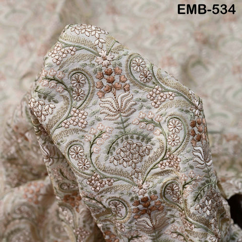 Indian Embroidered Fabric by the yard Sewing DIY Crafting Embroidery Wedding Dress Costumes Dolls Bags Cushion Covers Table Runners Blouses